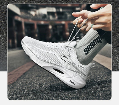 Men Sports Running Shoes Carbon Board Air Cushion Breathable Lightweight Women's Comfortable Athletic Nonskid Sneakers