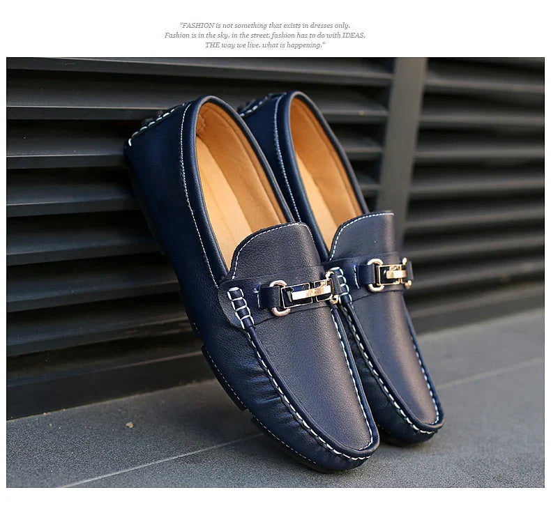 2025 New Handmade Soft Soled Beanie Shoes Men's Korean Style Casual Leather Shoes Social Spirit Boy Brand Lazy Shoes Loafers