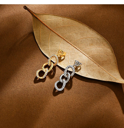D VVS1 Moissanite Earrings for Women s925 Sterling Silver Chain Link Drop Earring Modern Trendy Statement Party Jewelry