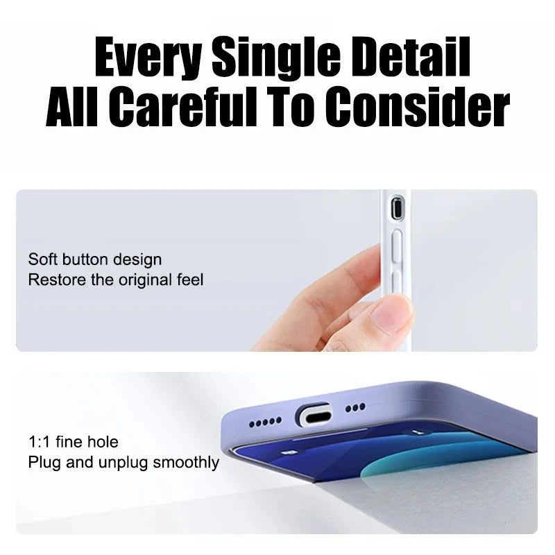 Luxury Liquid Silicone Phone Case For iPhone 15 13 12 11 14 Pro Max Bumper Cover 15 Plus Shockproof Protective Cases Accessories