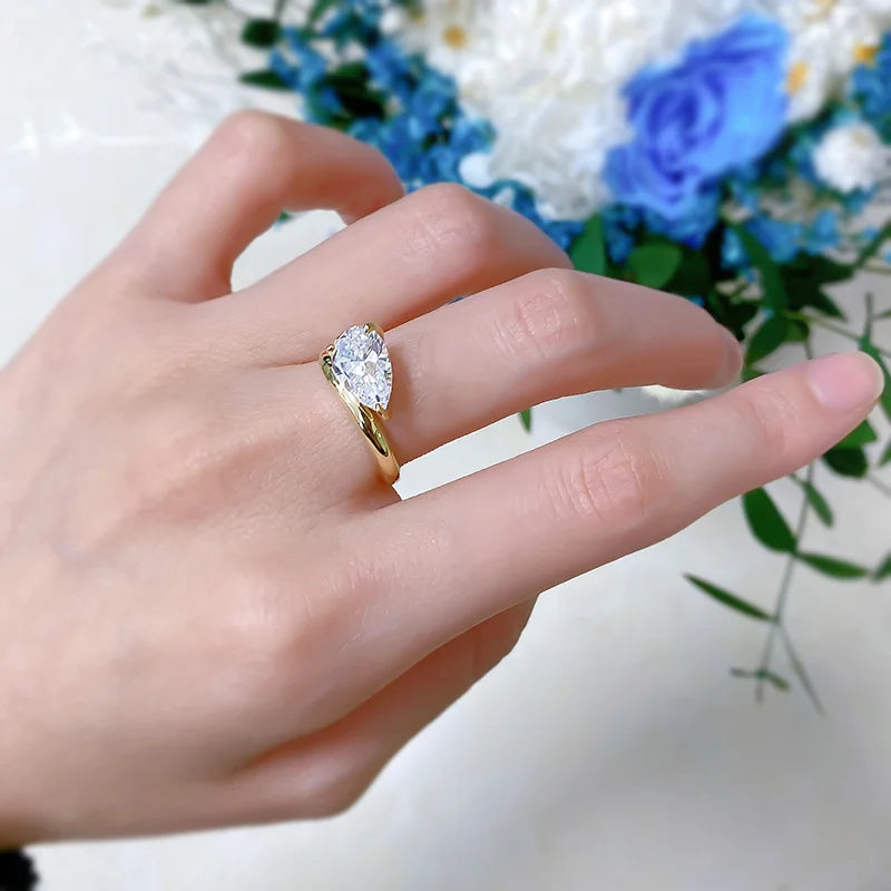 7*11MM 3Carat D Color Water Drop Moissanite Rings 18K Gold 100% 925 Sterling Silver Top Quality For Women Wedding Gifts