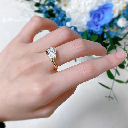 7*11MM 3Carat D Color Water Drop Moissanite Rings 18K Gold 100% 925 Sterling Silver Top Quality For Women Wedding Gifts