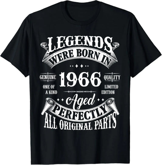 Vintage Legend Born in 1966 59th Birthday Tee 59 Years Old T-Shirt Custom Printed Graphic T Shirts Mens Clothing Ropa Hombre