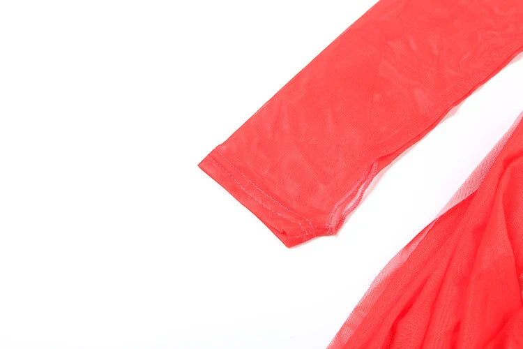 Mesh Simple Women Mini Dress Fashion Solid Strapless Ribbons Tassel Body-shaping Vestidos+Seperately Full Sleeve Gloves