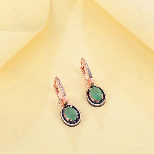 Unique fashion design of natural emerald 925 sterling silver earrings elegant and noble female anniversary & banquet gift