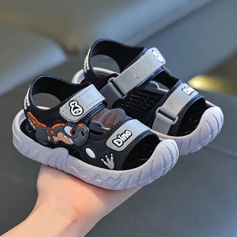 Children' Fashion Sport Sandals Geometric Patterns Breathable Wear-resistant Soft Shoes With Adjustable Velcro For Boys & Girls