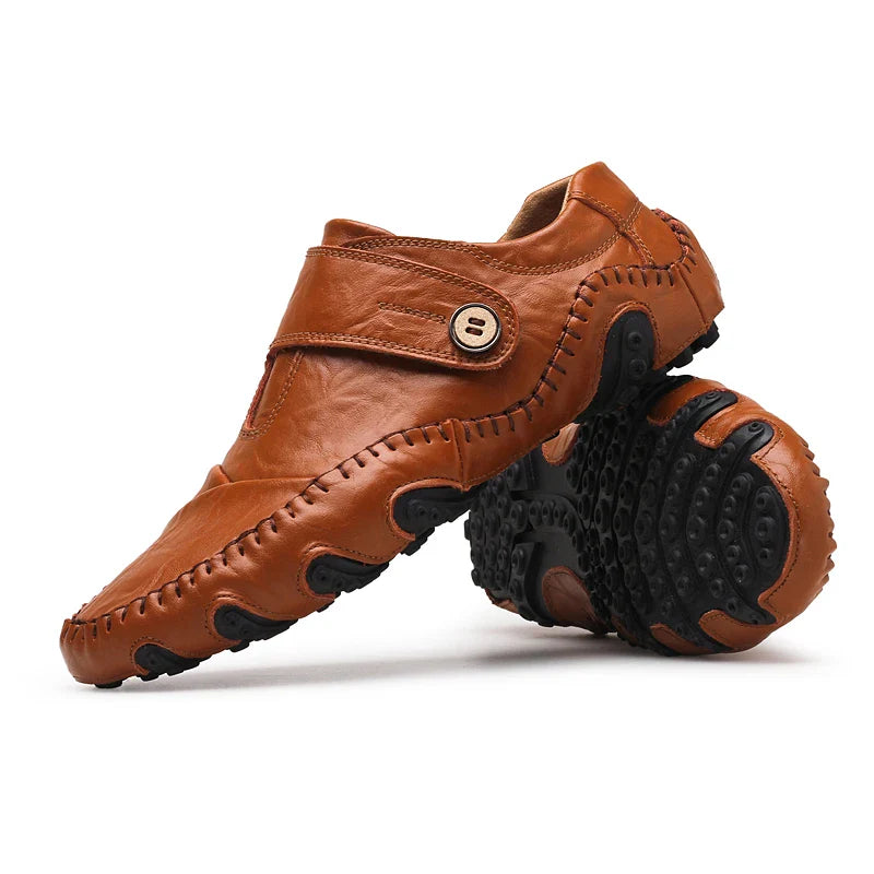 New Spring Men's handmade leather shoes, genuine leather casual shoes, breathable leather shoes, large size, walking 38-48