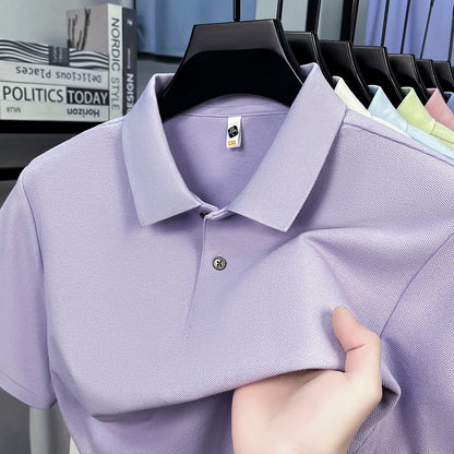Classic Men Short Sleeve Polo Shirt 100% Mercerized Cotton Breathable Summer Golf Business Casual Athletic Tops