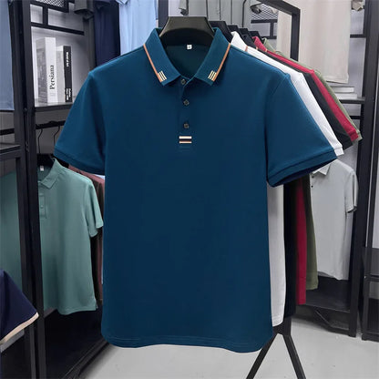 Luxury Design Men's Polo Shirt Lapel Short Sleeve T-Shirt Summer New Solid Color Simple Fashion Casual Business Office Menswear