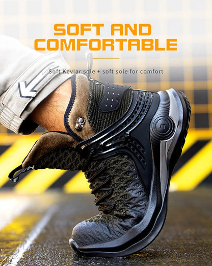 Man Safety Shoes Puncture-Proof Work Sneakers Lightweight Men Steel Toe Shoes Safety Boots Indestructible Work Boots Winter Warm