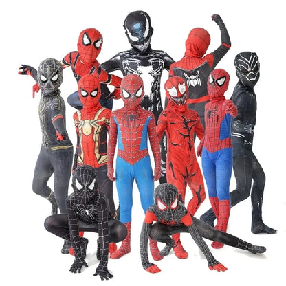 Kids Spiderman Costume Birthday Gift Party Dress Up Spiderman Classic Miles Superhero Kids Cosplay Costume Elasticity Jumpsuit