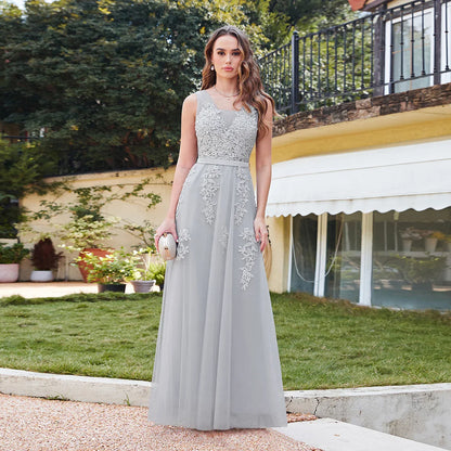 Gorgeous Pearl Pink Evening Dresses Illusion Strap Lace Appliques Square Neck V-Backless Gowns Slim A-Line Maxi Party Prom Dress