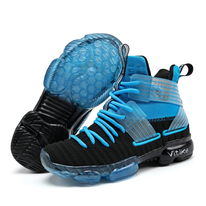 Kids Basketball Shoes High-top Sports Shoes Sneakers Durable Lace-up Non-Slip Running Shoes Secure for Little Kids Big Kids and