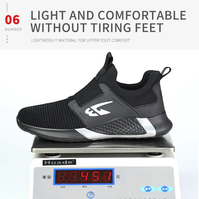 New Summer Safety Shoes Comfortable Men's Sports Shoes Lightweight Waterproof Sneakers Work Shoes Men's Steel Toe Work Boots