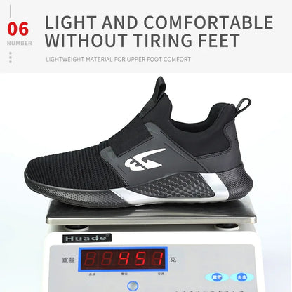 New Summer Safety Shoes Comfortable Men's Sports Shoes Lightweight Waterproof Sneakers Work Shoes Men's Steel Toe Work Boots