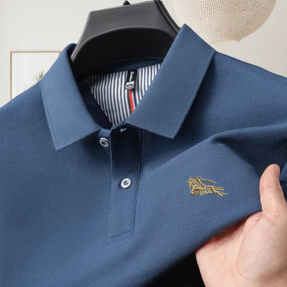 100% pure cotton luxury brand short sleeve men's polo shirt summer fashion letter embroidery design golf top breathable T-shirt