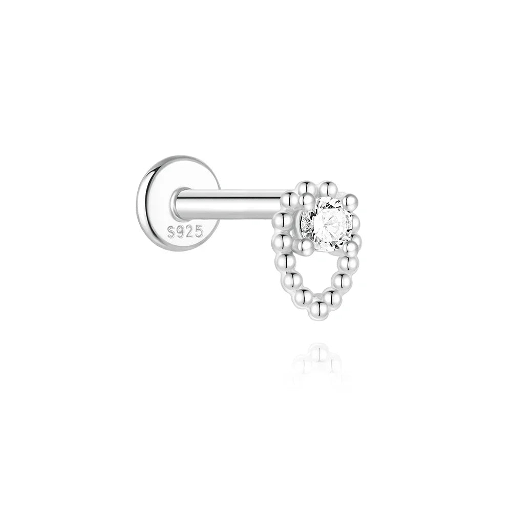 Heart Round Ball Flat Helix Piercing Earring 925 Sterling Silver Ear Studs Geometric Zircon Exquisite Trinket Studs Aretes