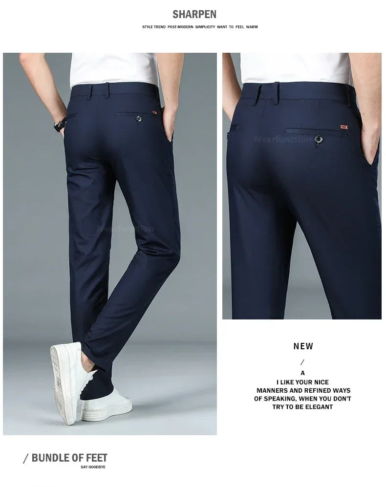 Business Pants Men Summer Clothes New Straight Classic Fashion Casual Long Pants Breathable Formal Trouser Male
