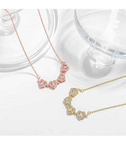 Transform Luxury Four Leaf Clover Pendant Necklace  Stainless Steel Crystal Gold Color Heart Jewelry for Women Gift