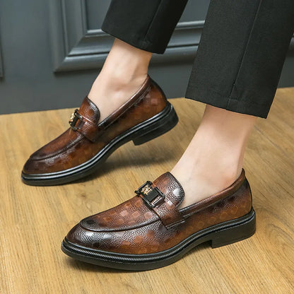 Original Design Dress Shoes For Men Business Casual Leather Formal Shoes Man Fashion Green Comfortable Slip-on Men's Social Shoe
