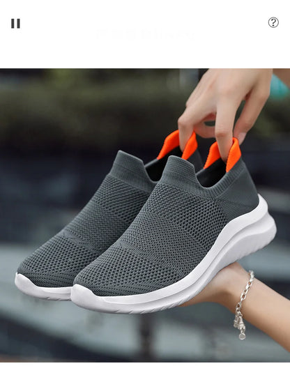 Men Shoes Sneakers Breathable Mesh Slip on Running Shoes Outdoor Non-Slip Couple Jogging Training Hiking Sports Shoes