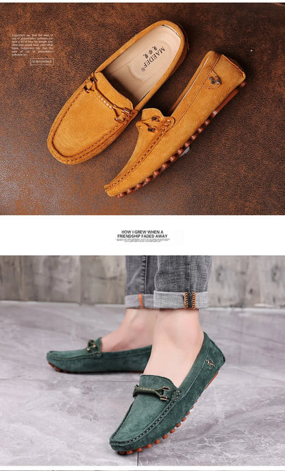 Size 48 Loafers Men Luxury Brand Moccasins Shoes Men Suede Leather Loafers Shoes Slip on Non-slip Driving Loafers for Men