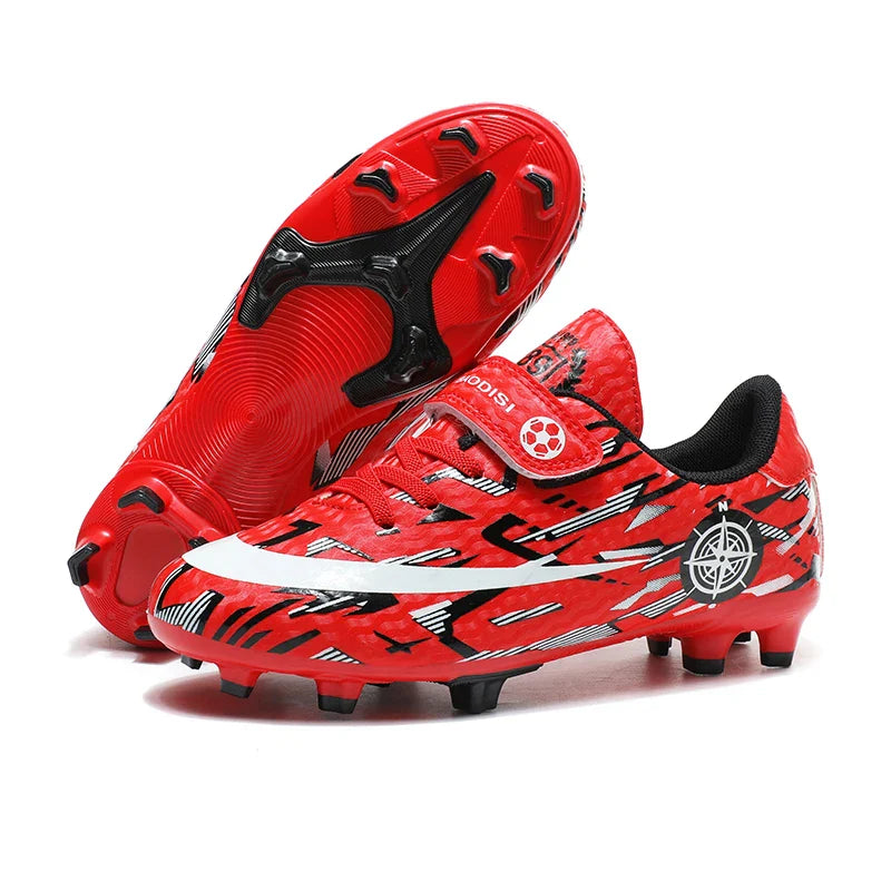 Hot Child Football Boots Outdoor Trainers Soccer Shoes For Kids Boys Hook Loop Football Sneakers Cleats Futsal Shoes Children