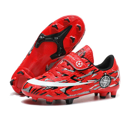 Hot Child Football Boots Outdoor Trainers Soccer Shoes For Kids Boys Hook Loop Football Sneakers Cleats Futsal Shoes Children