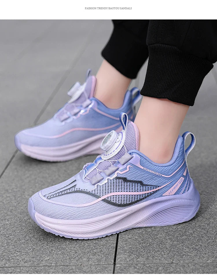 Outdoor Lace-up Boys Girls Knit Jogging Shoes Gym Sneakers Children‘s Basketball Shoes Non-slip Breathable Sports Training Shoes