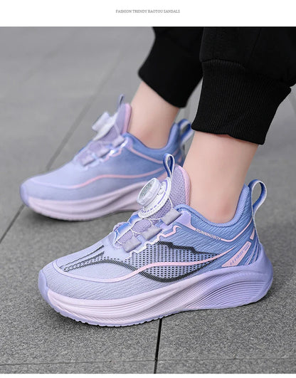 Outdoor Lace-up Boys Girls Knit Jogging Shoes Gym Sneakers Children‘s Basketball Shoes Non-slip Breathable Sports Training Shoes