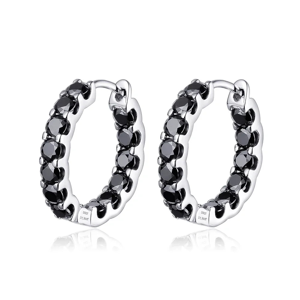 18k Plated Total 2.6CT Full Moissanite Hoop Earring for Women Sparkling Wedding Party Earring 925 Sterling Silver Jewelry