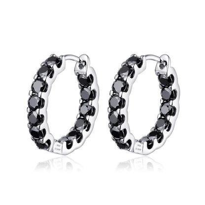 18k Plated Total 2.6CT Full Moissanite Hoop Earring for Women Sparkling Wedding Party Earring 925 Sterling Silver Jewelry