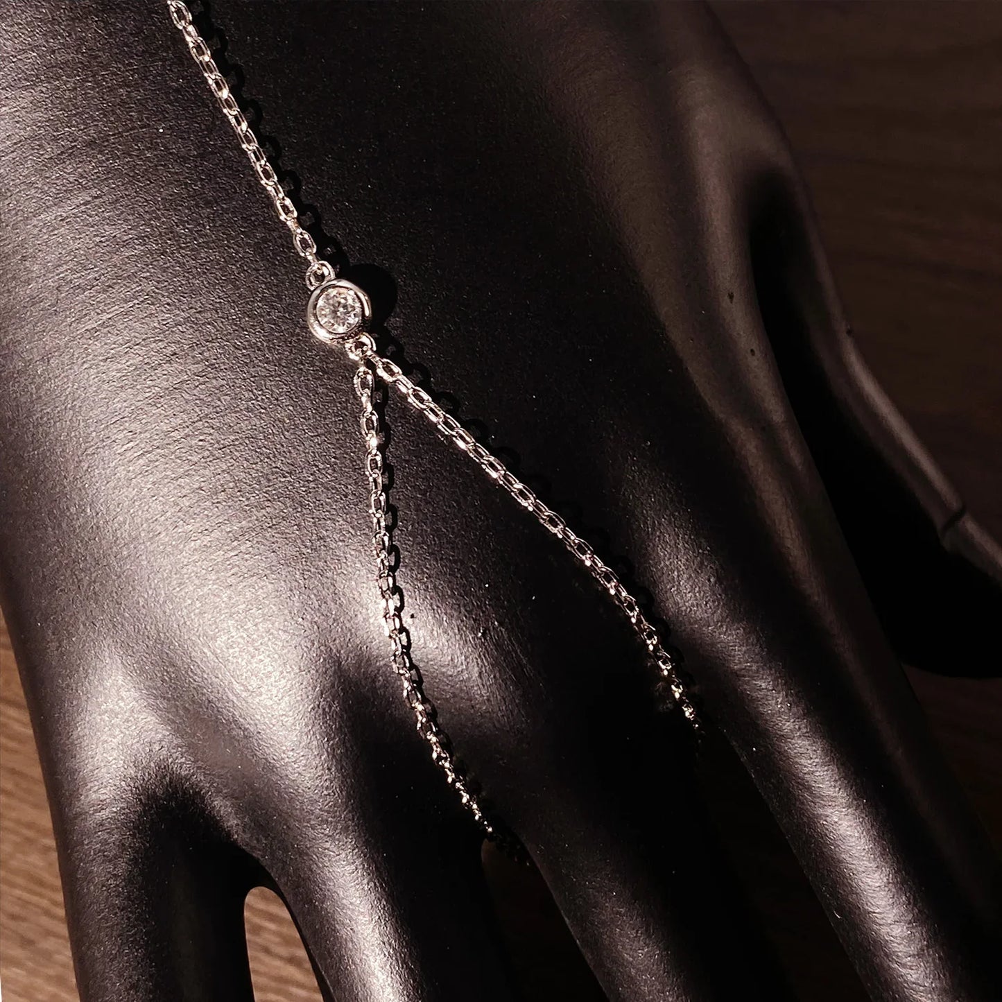 Moissanite Finger Bracelets for Women GRA Certified 3mm  D Color Moissanite Bracelet Hand Jewelry 925 Silver Thin Chain