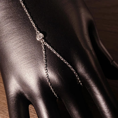 Moissanite Finger Bracelets for Women GRA Certified 3mm  D Color Moissanite Bracelet Hand Jewelry 925 Silver Thin Chain