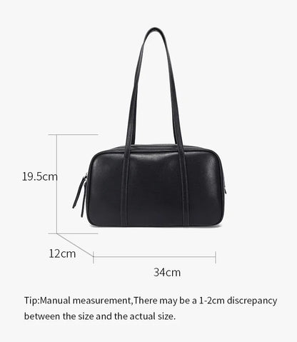Women's Cow Genuine Leather Shoulder Bags Ladies Fashion Designer Luxury Handbags Female Retro Commute Boston Cowhide Handbag