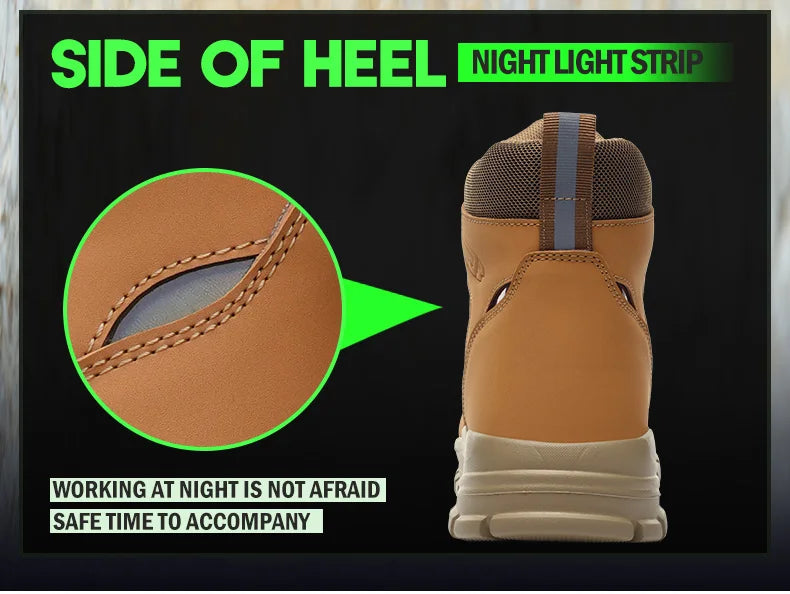 High Top Work Shoes Men Rotary Button Slip Resistant Safety Shoes Water Resistant Work Sneakers Anti-Puncture Anti-smash Shoes