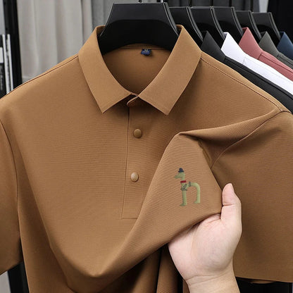Luxury Brand Men's Polo Shirt New Lapel Print Short Sleeve T-Shirt Summer Breathable Skin Friendly Casual Business Mens Clothing