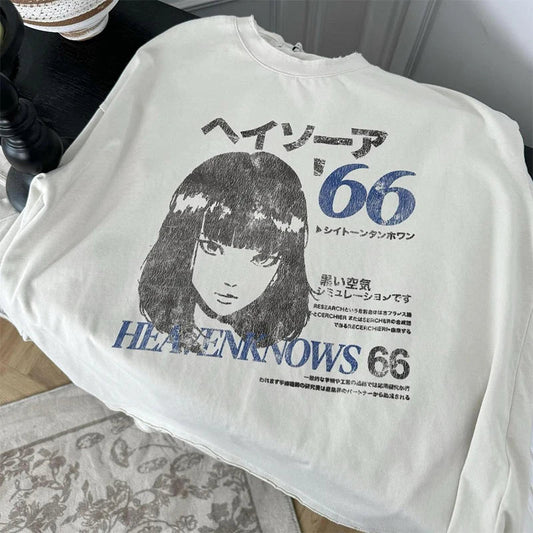 Men Cartoon Long Sleeved T-Shirts Harajuku Kawaii Tees Streetwear Loose Clothes Tops Cotton Men's Printed Tops Y2k Clothes