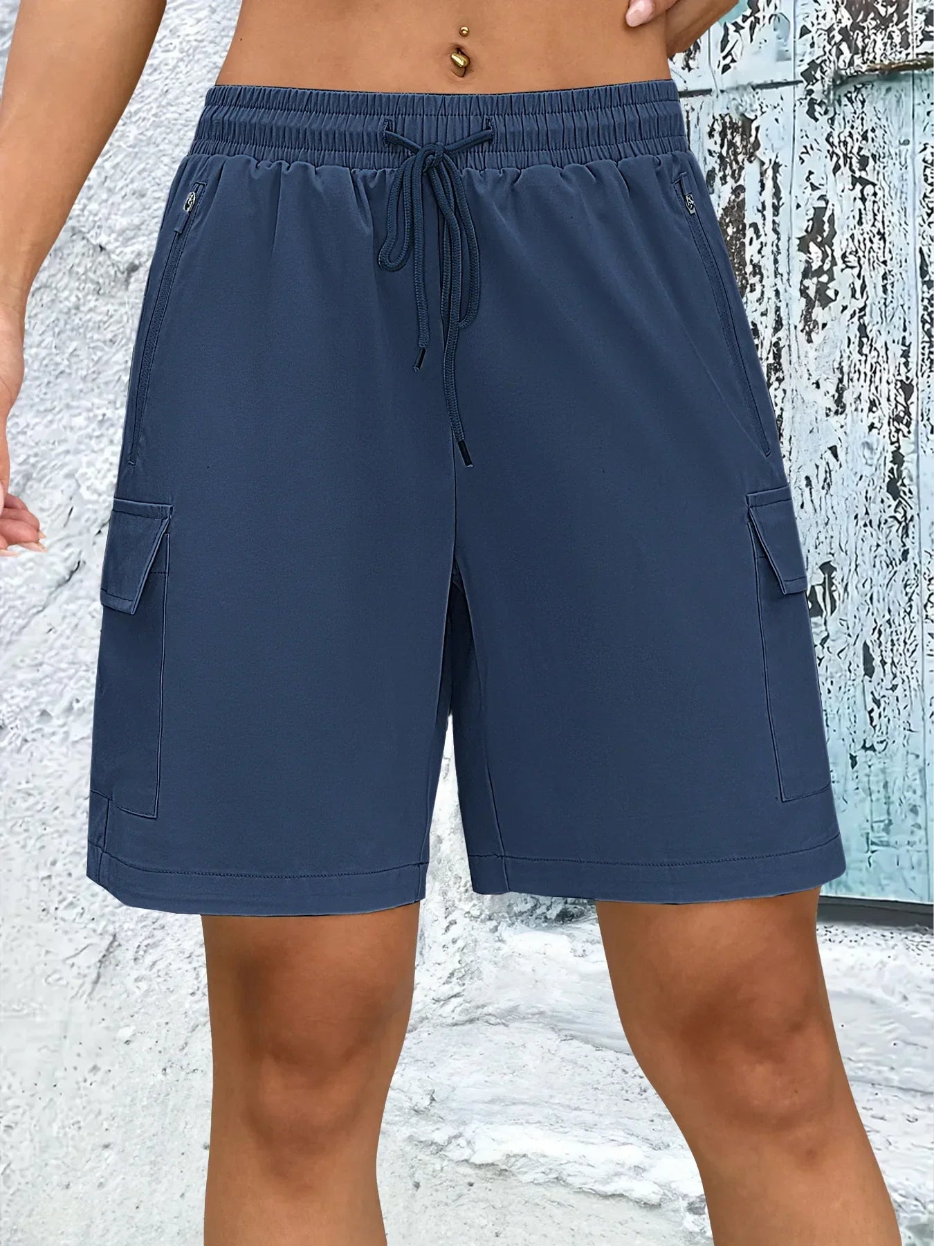 1/2 PCS  Loose Women Shorts with 2 Flap Pockets Adjustable Drawstring Cargo Short Outdoor Quick Dry Lightweight Shorts