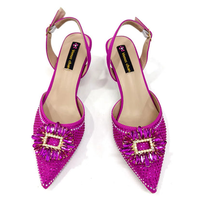 African Style Women's Shoes Mixed With BlackGold High Heels Pointed At The Dinner Party Nigerian Women's Shoes