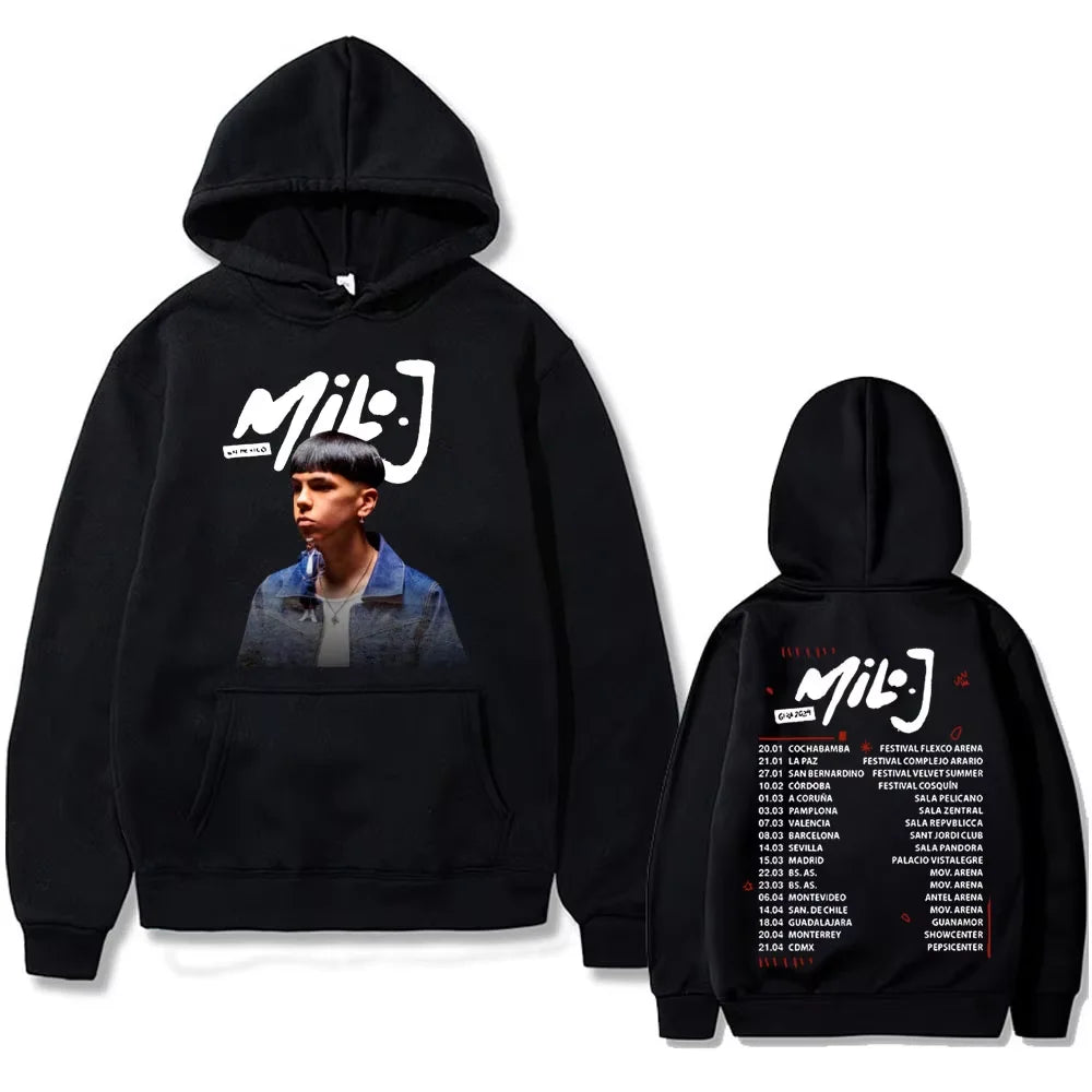 Rapper Milo J 111 Album Graphic Hoodie Men Women Hip Hop Fashion Oversized Hooded Sweatshirt Men's Casual Fleece Cotton Hoodies