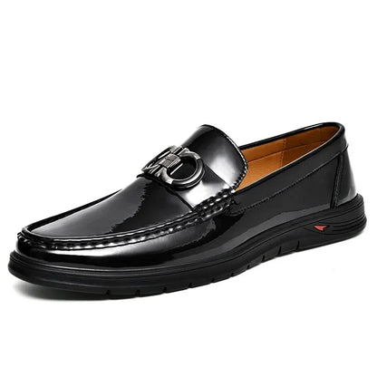 Amazon Plus Size 47cow Leather Men's Shoes Mirror Bright Face Plaid Embossed British Style Casual Business Pants Shoes