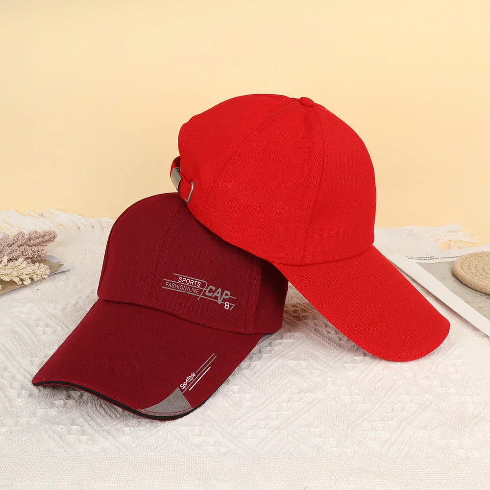 2024 Fashion Line Baseball Cap For Men Sports Cap Hat Fish Outdoor Long Visor Brim Shade Snapback Sun Hat Women's Summer Hat