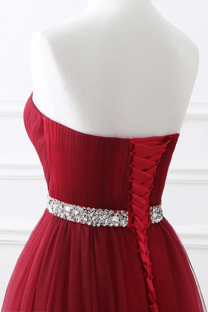Vestidos de Noite de Tule Azul Royal com Renda, Cristais e Lantejoulas para Festa Formal de Noiva, Sexy, sem Mangas, Vestido de Baile, Branco, Borgonha