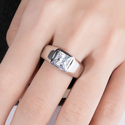 2ct  Princess Cut D Color Moissanite Engagement Men Ring Gold Plated S925 Silver Luxury Rings For Men Jewelry Wholesale