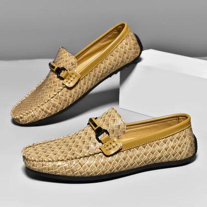 Sapatos Masculinos de Couro Slip on Respiráveis Sapatos Casuais Masculinos Marca de Luxo Mocassins Masculinos Sapatos Leves Masculinos para Dirigir Zapatos Hombre