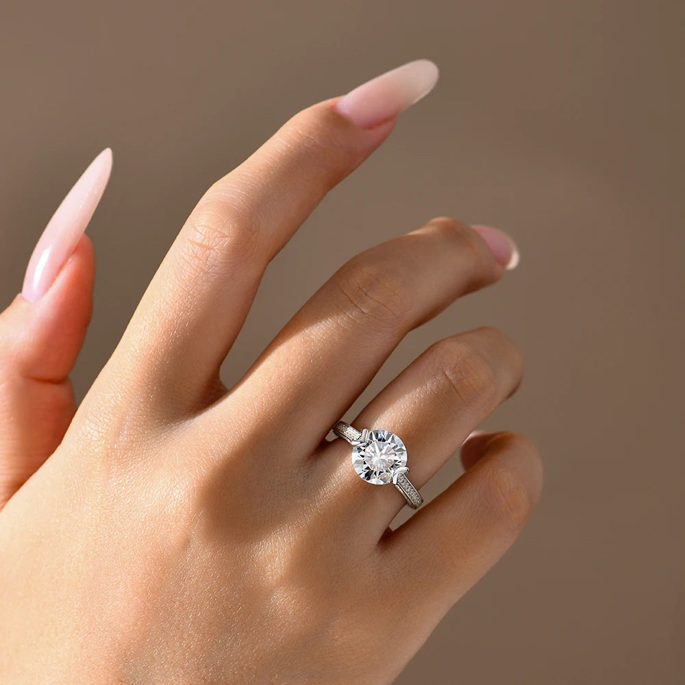 Half Eternity Moissanite Ring 10.0mm 4ct DVVS1 925 Sterling Silver 18k Gold Plated For Women Wedding Engagement Jewelry