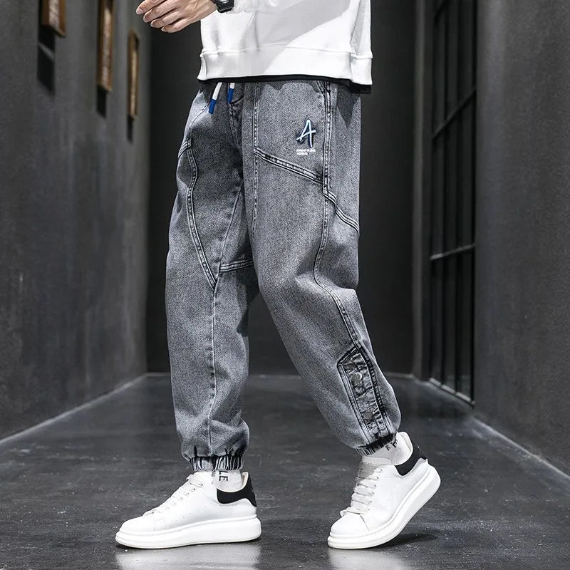 Spring and Autumn New Classic American Retro Loose Tight Leg Pants for Men's Casual Sports Large Size High Quality Jeans