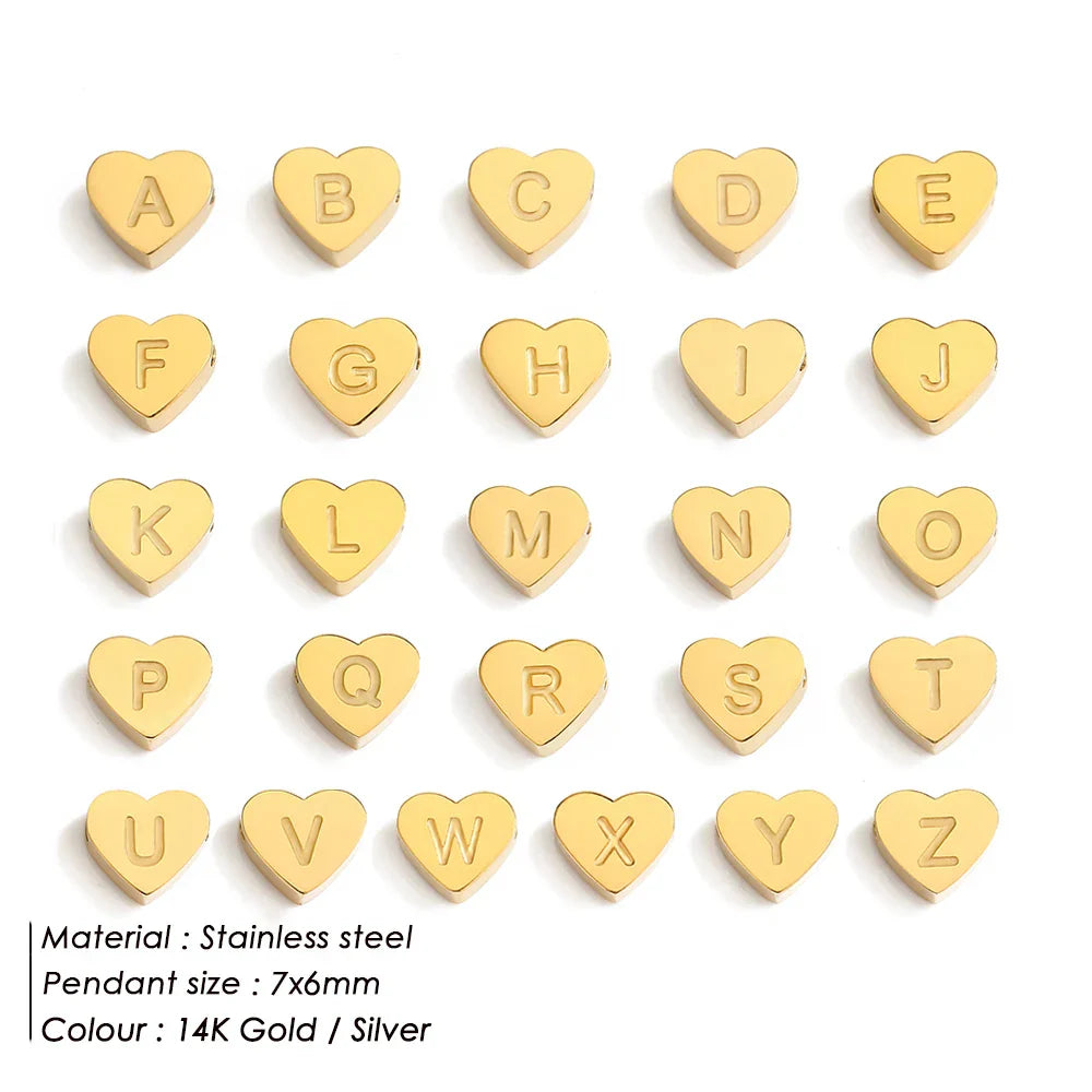 Initial Name Heart Shape Pendant For Necklaces Stainless Steel Necklace for Women Bracelet Make Earrings Jewelry