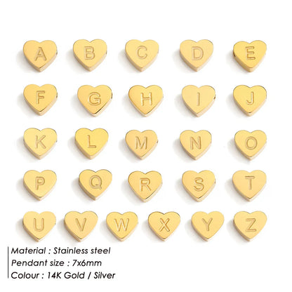 Initial Name Heart Shape Pendant For Necklaces Stainless Steel Necklace for Women Bracelet Make Earrings Jewelry